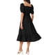 thumbnail image 3 of INSPIRE CHIC Vestidos de Verano para Mujeres Casual Flowy Playa Cuello Cuadrado Manga Corta Abullonada Espalda Fruncida Midi Vestido S Negro, 3 of 6