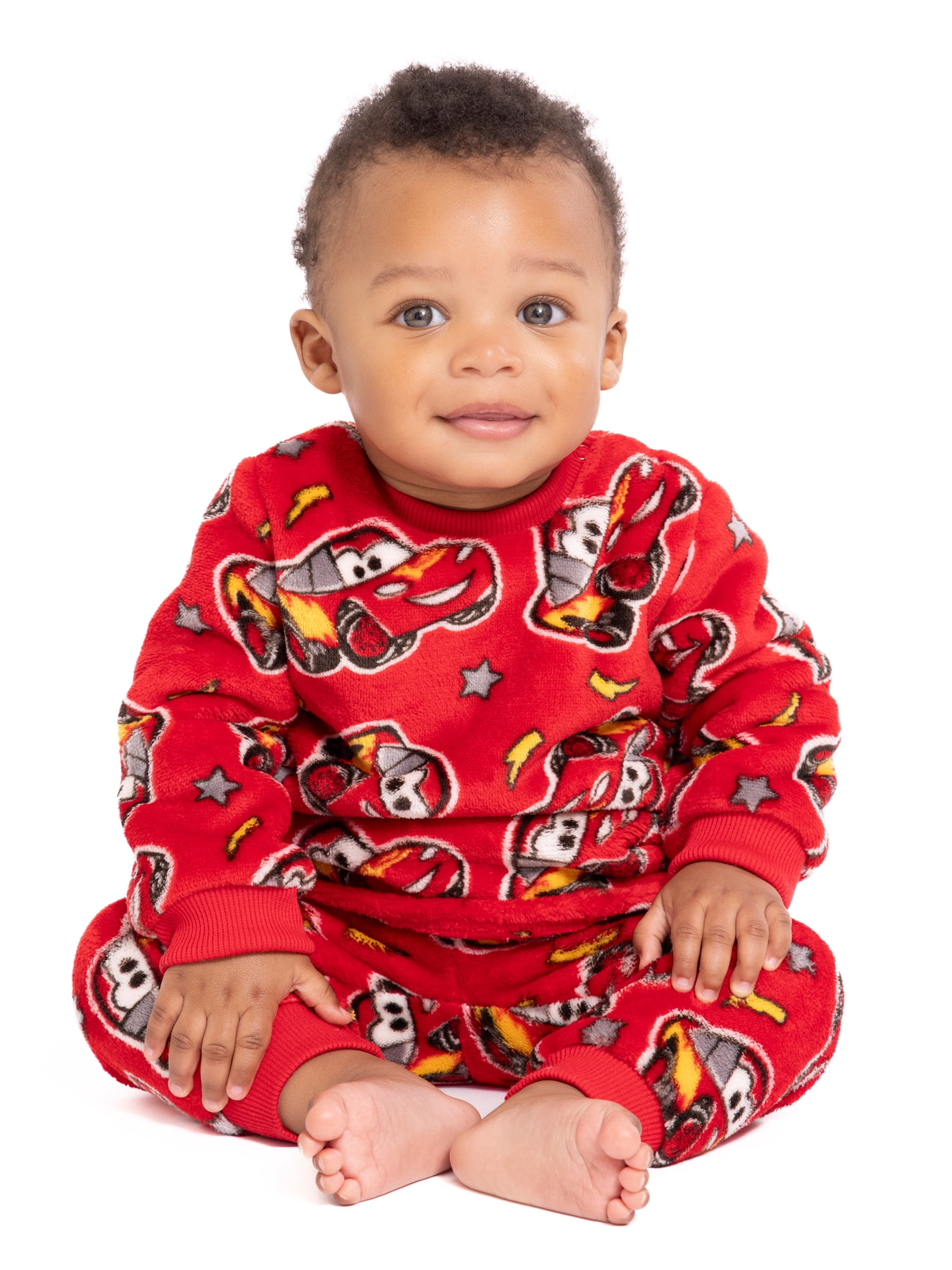 Pixar Cars Baby Long Sleeve Cozy All Over Print Crewneck Sweatshirt with Matching Jogger Pant, 2-Piece, Sizes 0/3M-24M