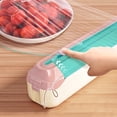 thumbnail image 6 of Coollooc Plastic Wrap Dispenser with Cutter，Magnetic Aluminum Foil and Adhesive Film Organizer, Wall Mount Kitchen Wrap Organizer, Cling Wrap Dispenser with Paper Towel Holder and Cutter(C,Pink), 6 of 8
