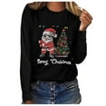 thumbnail image 1 of Babysbule Hauts de Noël pour Femmes Joyeux Noël Imprimé Femmes Décontracté Manches Longues Col Rond Chandail en Molleton Chandail Blouse, 1 of 6
