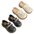 thumbnail image 6 of GiLiling Girls Loafer Flats, Ruffled Trim with Pearl Slip-On Dress Shoes, Embossed Mesh PU Upper Chunky Non-Slip Sole, Princess Style School Footwear (White, 10.5-11 Years), 6 of 7
