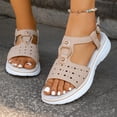 thumbnail image 5 of WMTBSRSW Summer Beach Vacation Sandals for Women Breathable Hollow Out Round Toe Orthopedic Wedge Sandals Wide Width Arch Support Platform for Casual, 5 of 9