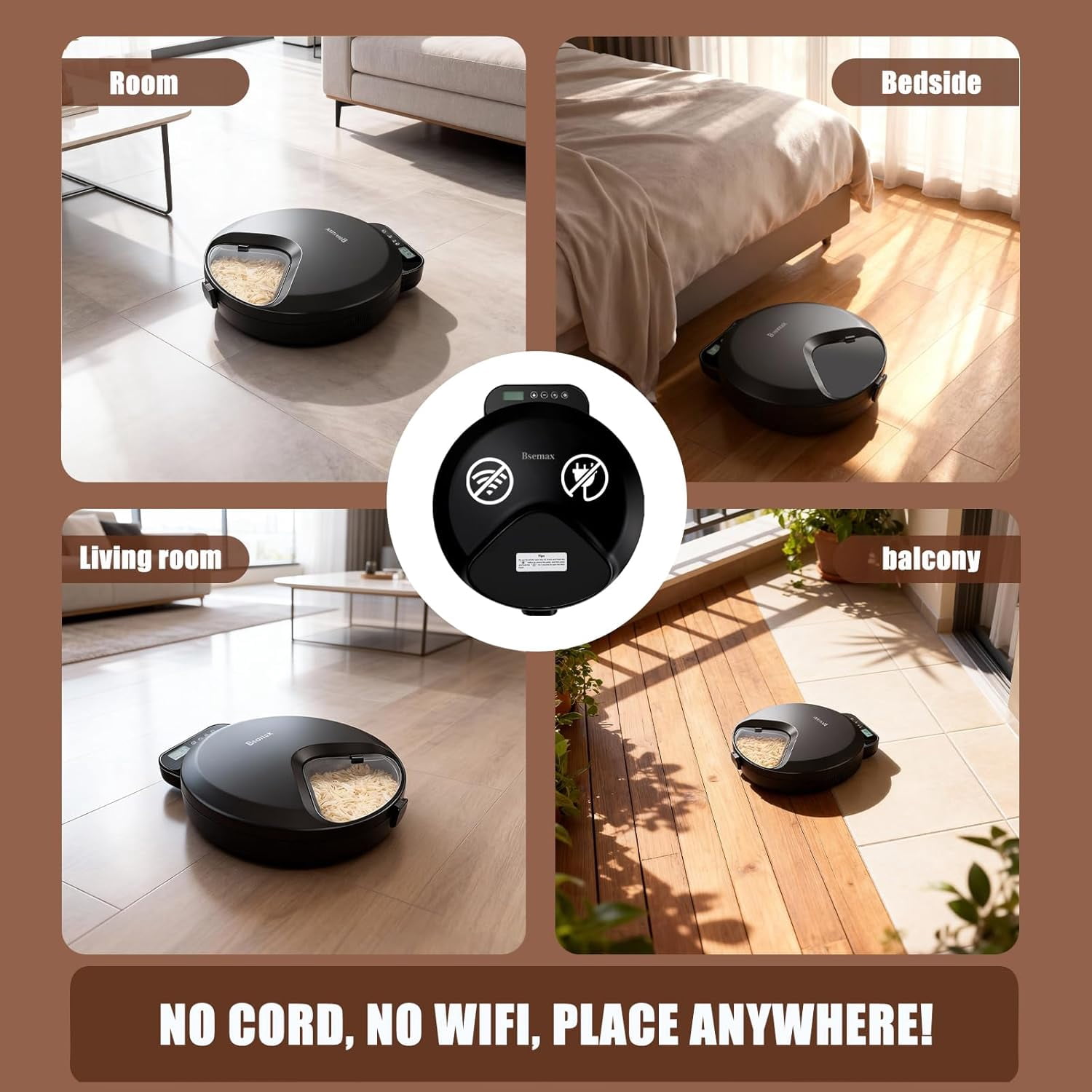 Automatic Wet Food Cat Feeder with Refrigeration, 4-Compartment Timed Dispenser for Cats Dogs Black