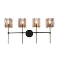 thumbnail image 2 of LNC Modern 4-Light Vanity Light with Smoky Textured Glass Shades, Black and Brass Finish, 2 of 4