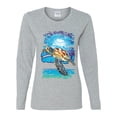 thumbnail image 2 of Swimming Sea Turtle Animal Lover Womens Graphic Long Sleeve T-Shirt, Heather Grey, 2XL, 2 of 3
