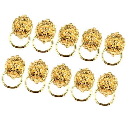 Masteelf 10 Pcs Lion Head Drawer Pulls Gold Door Knobs 6.7*4cm