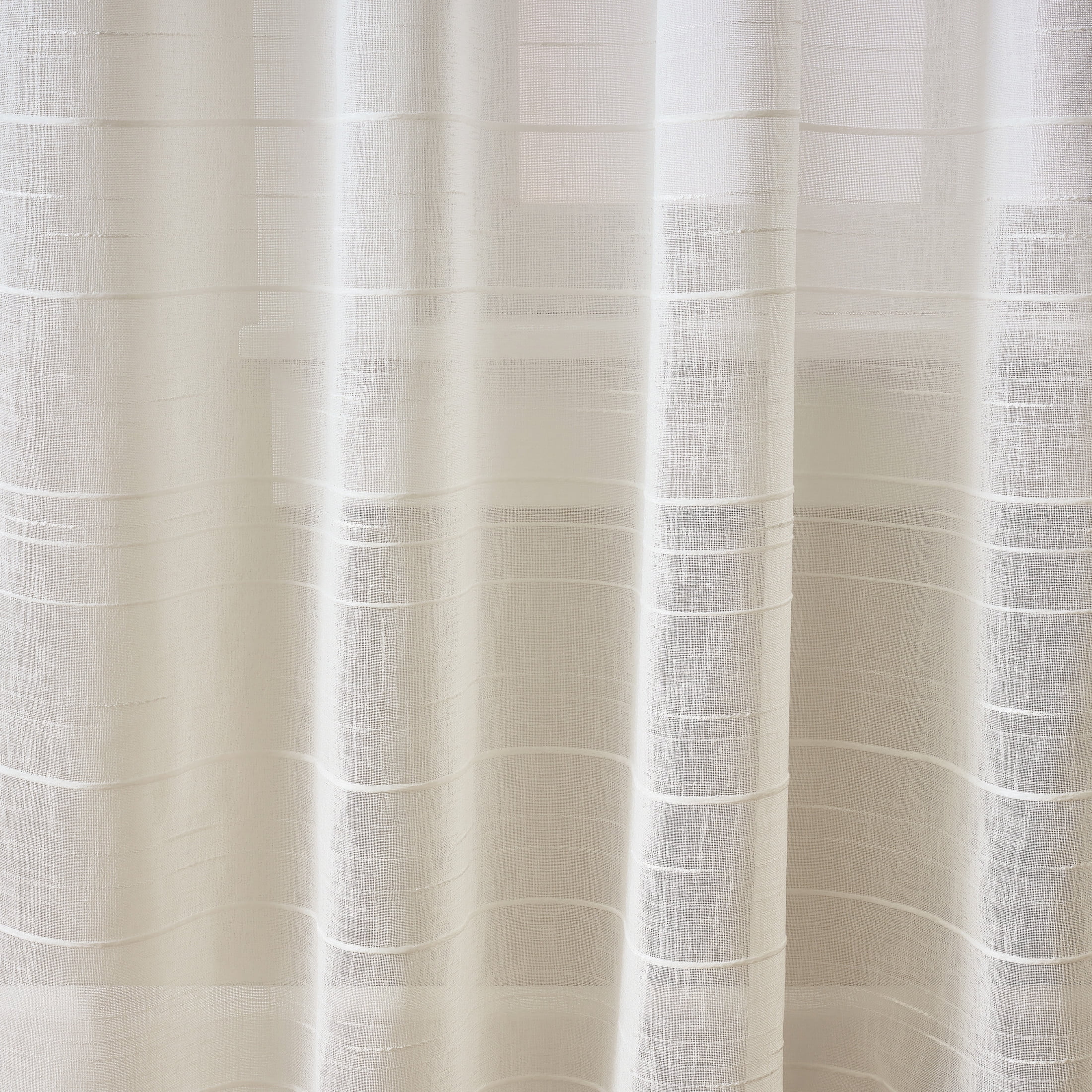 Mainstays Woven Stripe Sheer Tab Top Curtain, Single Panel, Beige, 50" W x 63" L