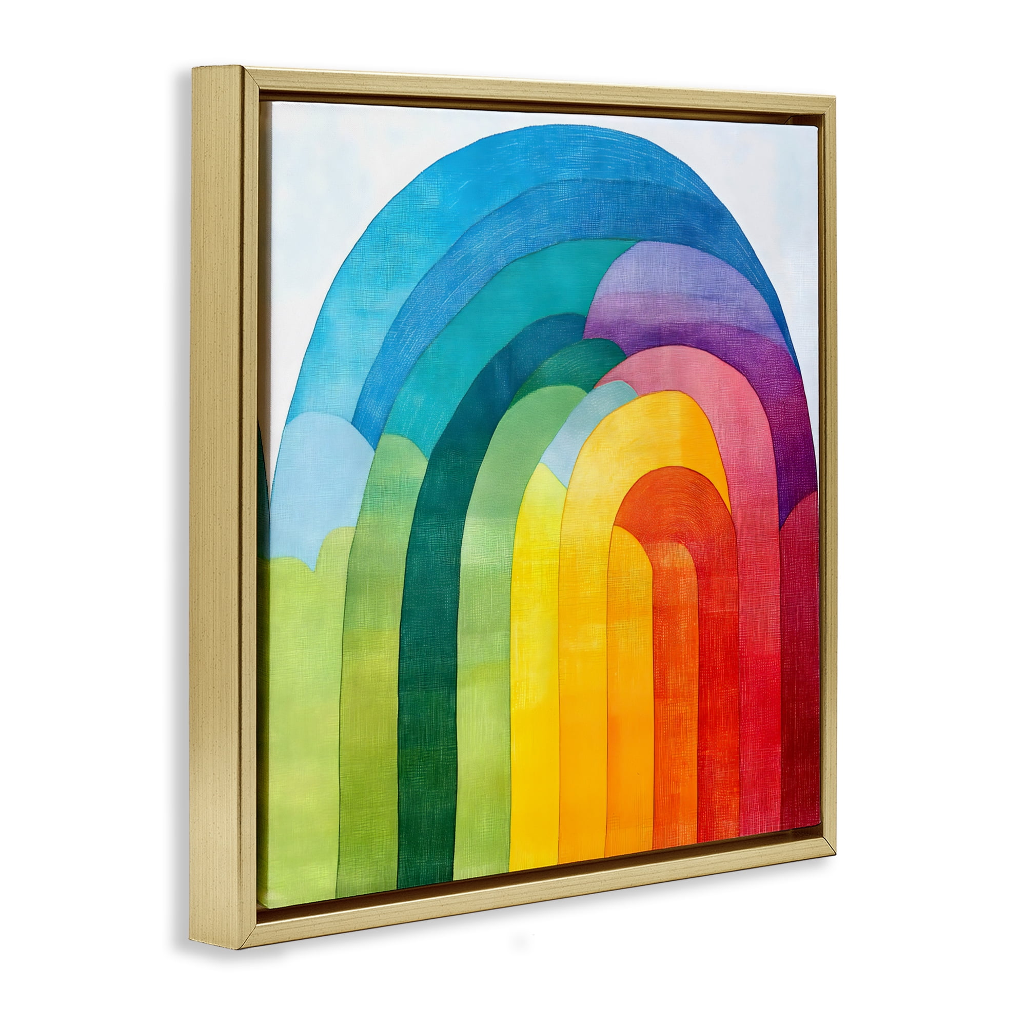 Stupell Industries Vibrant Rainbow Arch Abstraction Gold Framed Floater Canvas Wall Art, design by Creative Studio