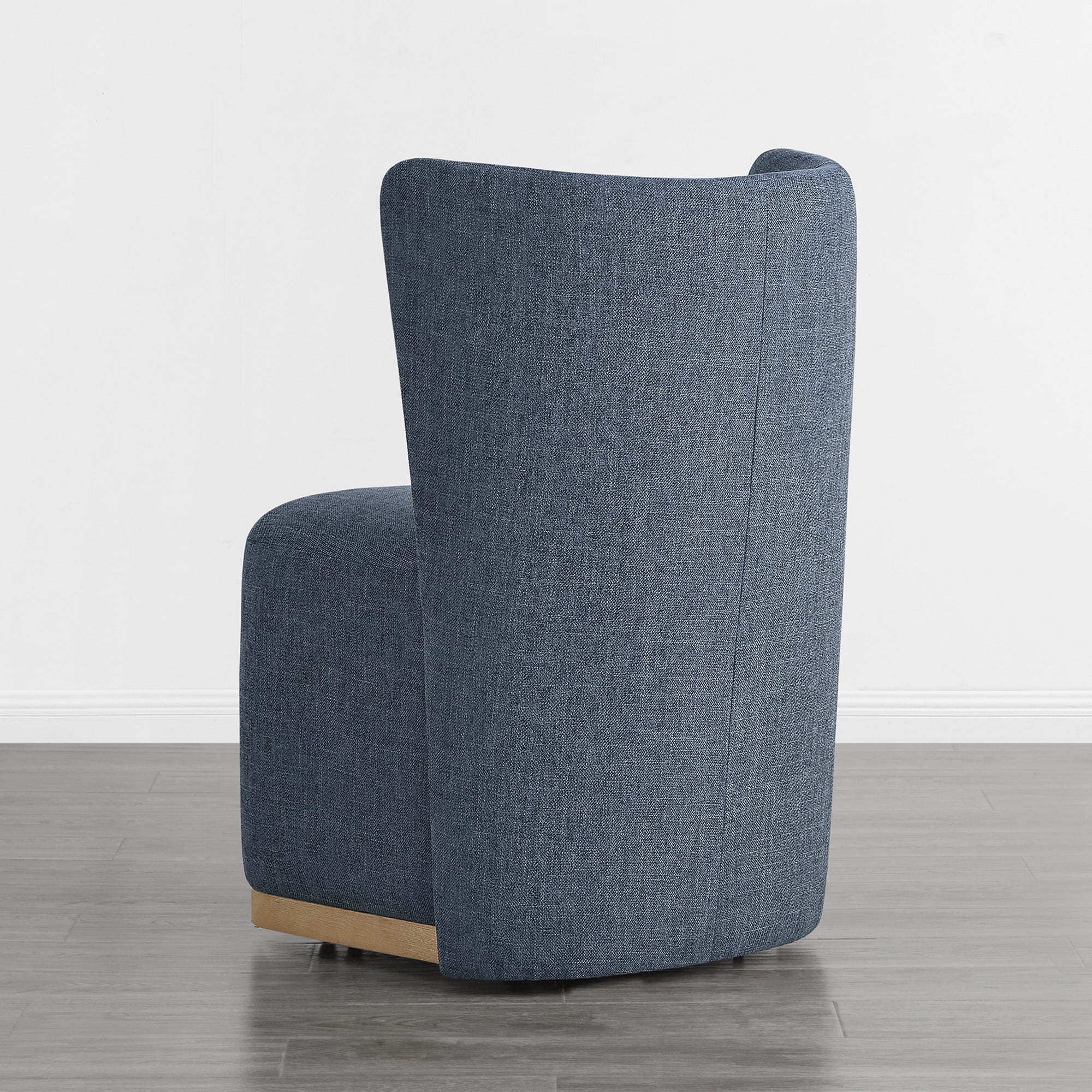 Spruce & Spring Modern Wingback Upholstered Dining Chair with Hidden Casters & Wood Base Set of 2, Blue
