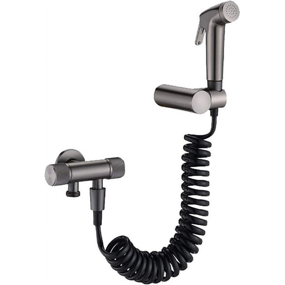 Handheld Bidet Sprayer for Toilet, Brass Portable Cloth Diaper Sprayer Set Single Cold Water Bathroom Bidet Sprayer Kit with PVC Shower Hose for Pet Bathing,Gray