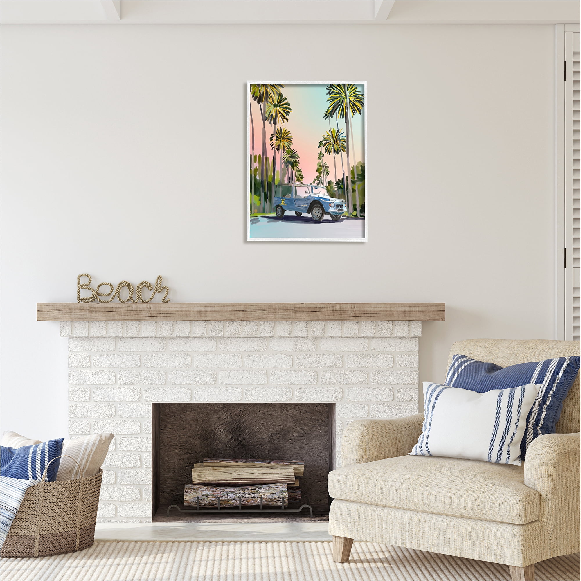 Stupell Industries Glam Summer Truck Transportation Painting White Framed Art Print Wall Art, 24 x 30
