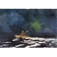 thumbnail image 2 of Homer, Winslow 24x18 Black Ornate Wood Framed with Double Matting Museum Art Print Titled - Paddling At Dusk, 2 of 4