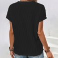thumbnail image 5 of OSOLU Women Casual Loose Solid Color Crew Neck Mesh Knitted Jacquard Bat T-Shirt Short Sleeve Tee Tops Classic Women Tops Dressy Casual, 5 of 7