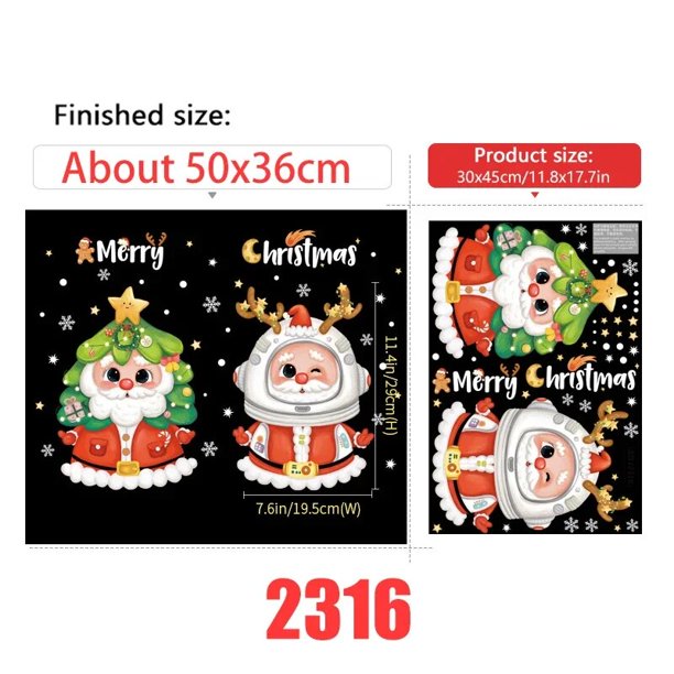 Pegatinas navideñas para ventana, decoración de Santa, árbol de Navidad, póster de vidrio, Año Nuevo, 2024, novedad de 2024