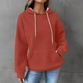 thumbnail image 2 of BODOAO Womens Hoodies Sweatshirts Hoodies for Women Solid Color Fall Hooded Pullover Hoodie Basic Sweatshirts Pullover Sweaters Casual Comfy Tops Trendy Fall Outfits Winter Clothes 2025 Brick Red S, 2 of 5