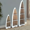 thumbnail image 4 of Cottage 3 Boat Shaped Freestanding Shelves in White Driftwood Brown Solid Wood, 4 of 5