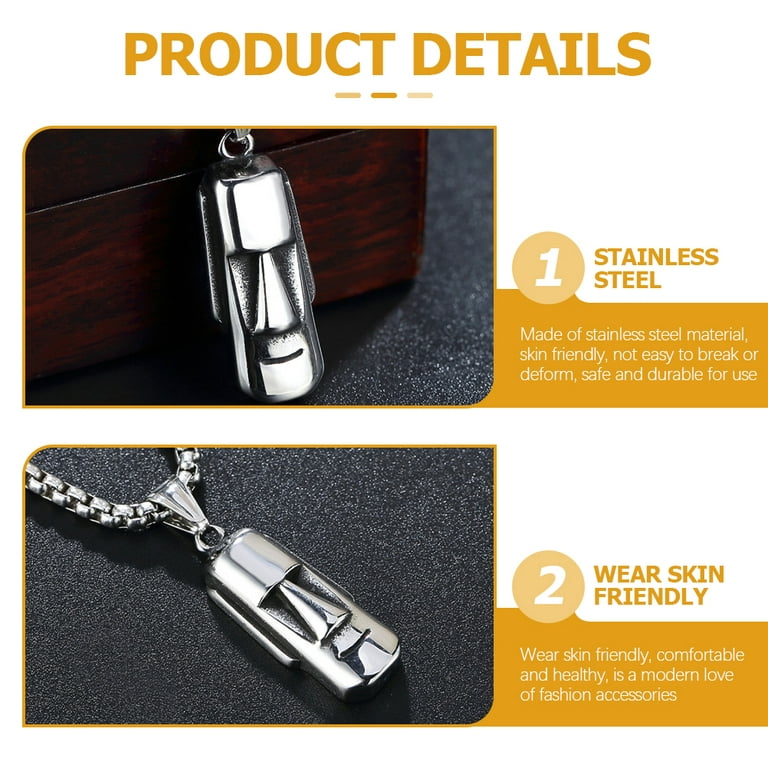 Easter Island Heads Jewelry Making Supplies Man Accessories Pendant  Stainless Steel Necklaces Jewlery 