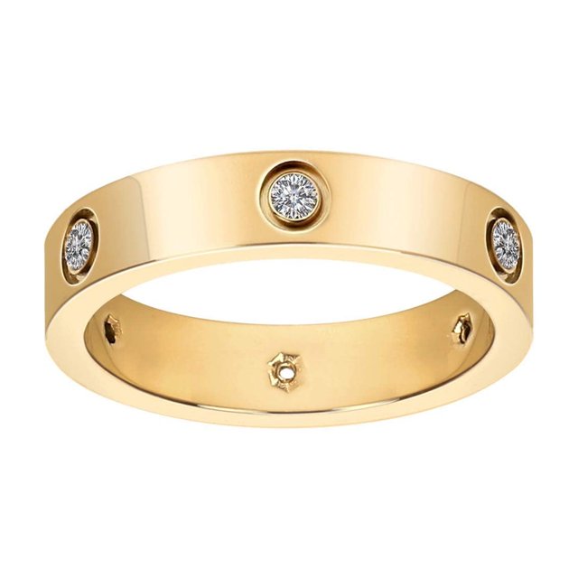Aojun Fashion Classic Anillo Apilable De Acero De Titanio Chapado En Oro De 18 Quilates Para Mujer, Los Mejores Regalos Para Parejas, Día De San Valentín (Oro 9)