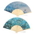 thumbnail image 1 of uds ventilador plegable Manual de bambú mano albaricoque flor lavado pintura clima decoración artesanal, 1 of 5