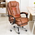 thumbnail image 2 of Silla Ejecutiva Ergonómica con Altura Ajustable de Escritorio Sillón para Oficina con 2 Puntos de Masajes Y Reposapies con Ruedas Giratorias 360 Grados Lumax  Color Marrón, 2 of 6
