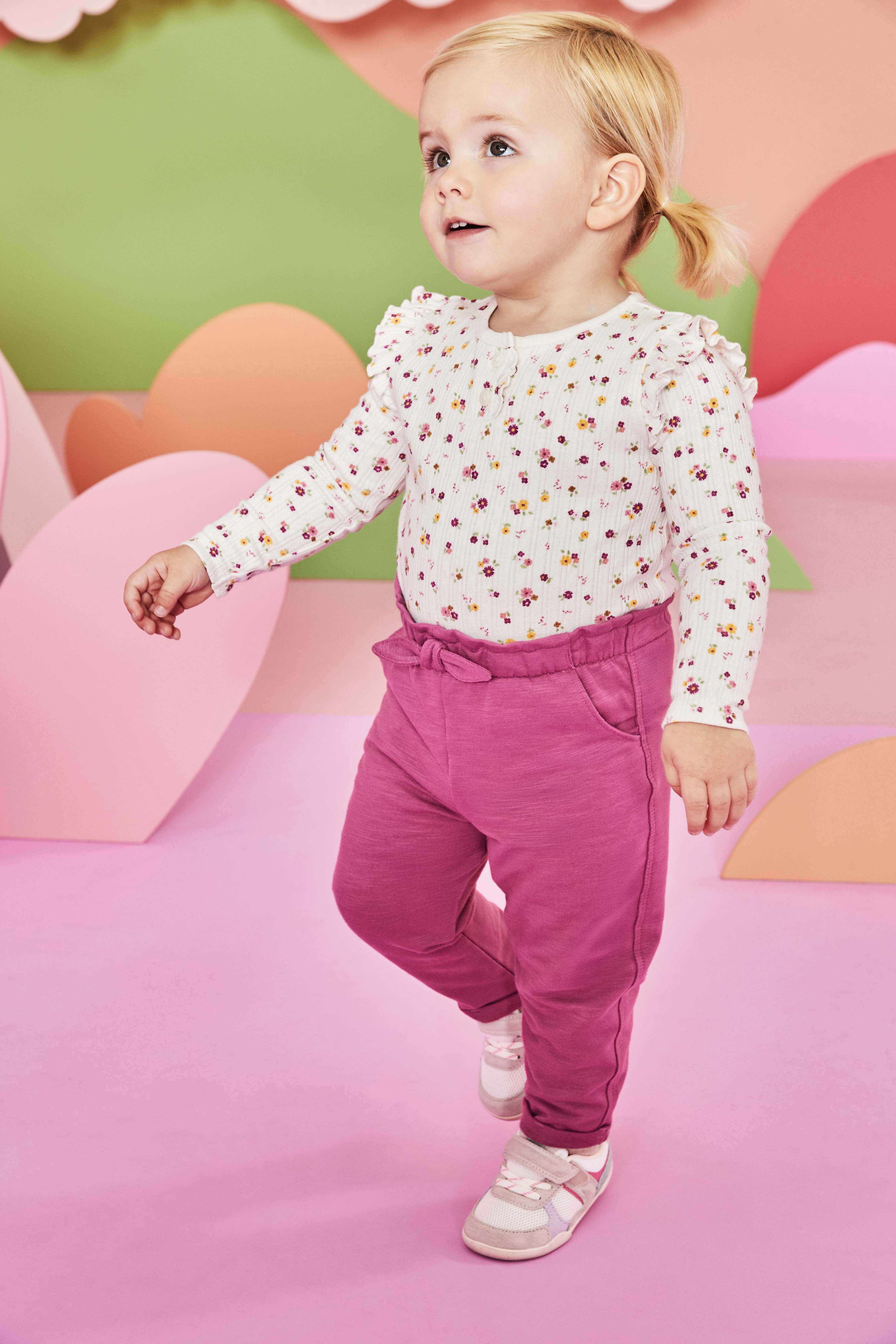 Garanimals Baby Girl Henley Printed Bodysuit with Long Sleeves, Sizes 0-24 Months