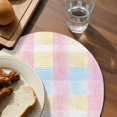 thumbnail image 4 of Round Placemats Pastoral Plaid 15 inch Set of 6 Table Mats for Dining Table Blue Yellow Pink Heat Resistant Non-Slip Kitchen & Home Decorative Place Mat Set, 4 of 8