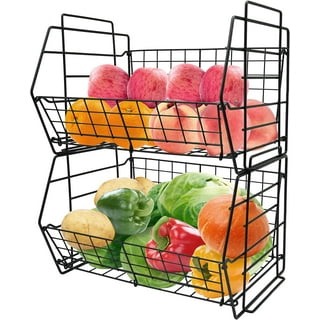 Walbest 1 Piece Plastic Fruit Vegetable Storage Basket, Stackable Kitchen  Basket Fruit Vegetable Shelves Utility Storage Bin for Kitchen Pantry,  Heavy