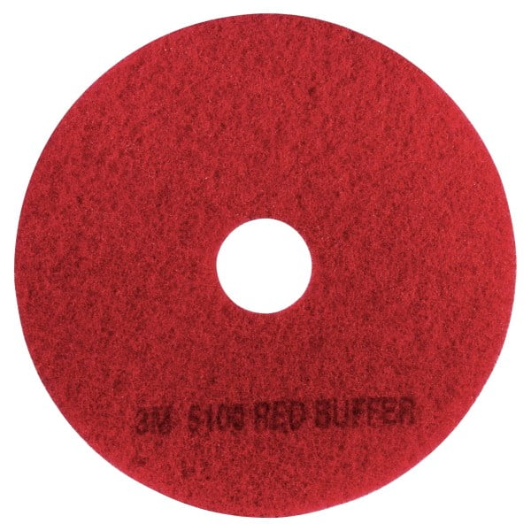 3M Red Buffer Pad 5100, 13" Floor Buffer, Machine Use (Case of 5