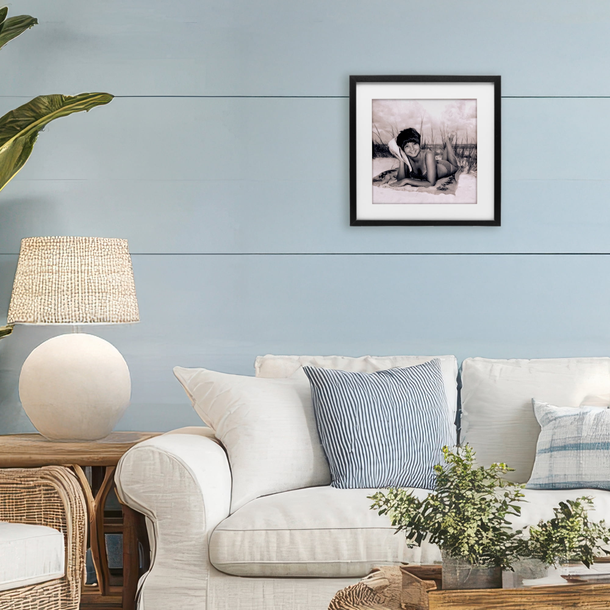 Stupell Industries Vintage Summer Girl with Conch Black Framed Print Under Glass, design by Grotto Studios