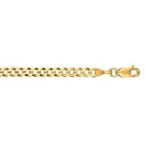 JewelStop 14k Solid Yellow Gold 3.2 mm Diamond-cut Comfort Curb Chain Necklace, Lobster Claw - 20 Inches