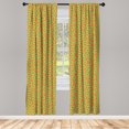 thumbnail image 2 of Ambesonne Lime Curtains, Cartoon Citrus Slices Pattern, Pair of 28"x84", Marigold Yellow Green, 2 of 4