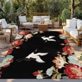 thumbnail image 2 of Black Crane Outdoor Rug for Patio/Deck/Porch, Non-Slip Large Area Rug 3 x 5 Ft, Vintage Red Teal Spring Floral Botanical Indoor Outdoor Rugs Washable Area Rugs, Reversible Camping Rug Carpet Runner, 2 of 8
