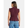 thumbnail image 3 of Time And Tru Women's Textured Tie Front Top, Sizes XS-XXXL, 3 of 5