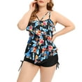thumbnail image 4 of Tankini à Volants pour Femmes Grande Taille, Maillot de Bain Deux Pièces, Robe de Bain Fluide, Contrôle du Ventre, avec Shorty, 4 of 5