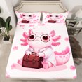 thumbnail image 2 of Homewish Cartoon Animal Axolotl Bed Sheets,Cherry Blossom King Sheets,Pink Cute Salamander Sheet Set,For Teens,Microfiber Bedroom Decor,4 Pieces, 2 of 7