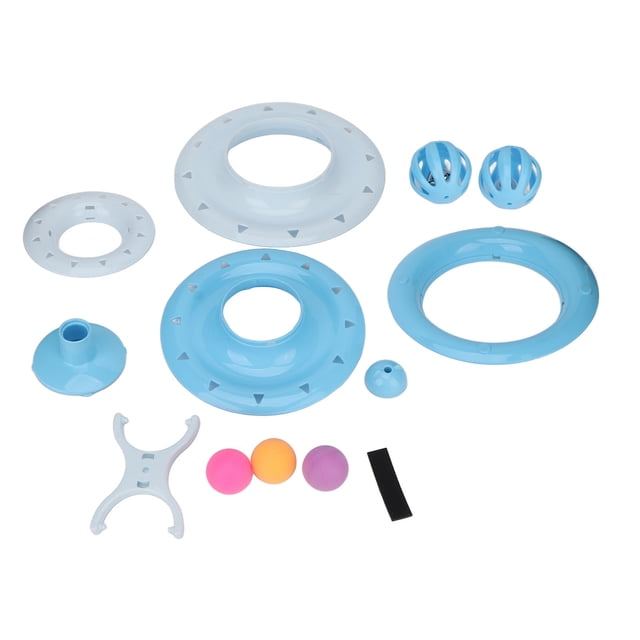 Bola giratoria para gatos, rompecabezas divertido multiusos, rodillo de juguete para gatos de 4 niveles para caza de gatos, ejercicio de persecución, azul