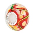 thumbnail image 3 of Kera Red with Yellow Flower Glass Bead in Sterling Silver, 3 of 5