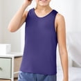 thumbnail image 2 of Little Kid Children Sleeveless Solid Vest Tops Casual Popularity Side Wide Fork Fitness Sports Garment Loose Vest 5t Short Sleeve Boys Size Small Kids Shirts Shirts 5t Boys 3-9 Years Purple, 2 of 6