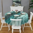 thumbnail image 2 of Teal Gold Marble Pattern Round Tablecloth 60"x60",Wrinkle Wipeable Table Cloth for Kitchen Dining Room Picnic Patio Party, 2 of 6
