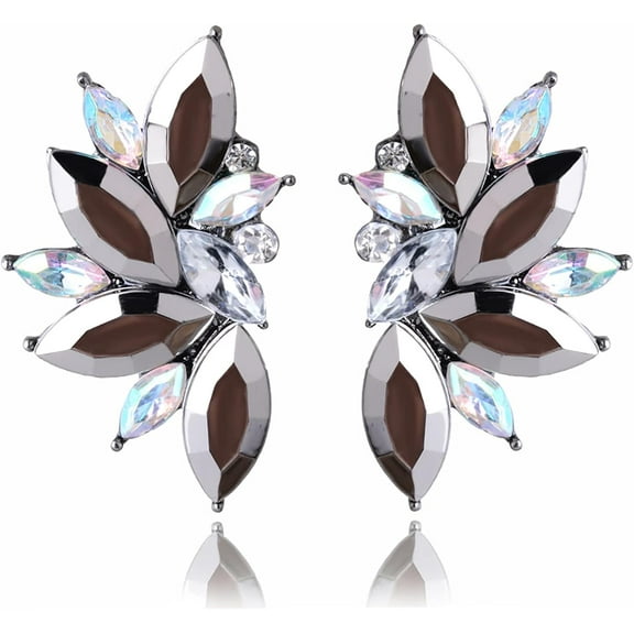 Glitter Rhinestone Statement Earrings for Women Fashion Bling Colorful Crystal Cluster Drop Dangle Earrings Prom Dress Jewerly