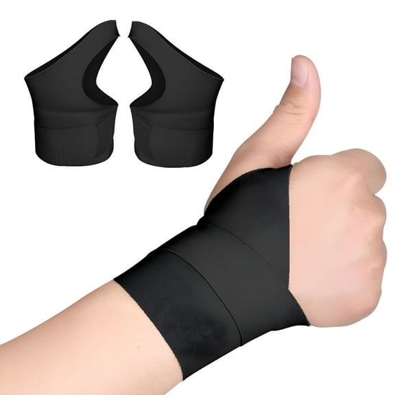 TELOLY 1Pc Wrist Guard Fasten Tape Breathable Ultra-thin Sweat Absorption with Thumbhole Pain Relief Extra Soft Moisture Wicking Sports Wristband Wrist Wrap, Black Left Hand