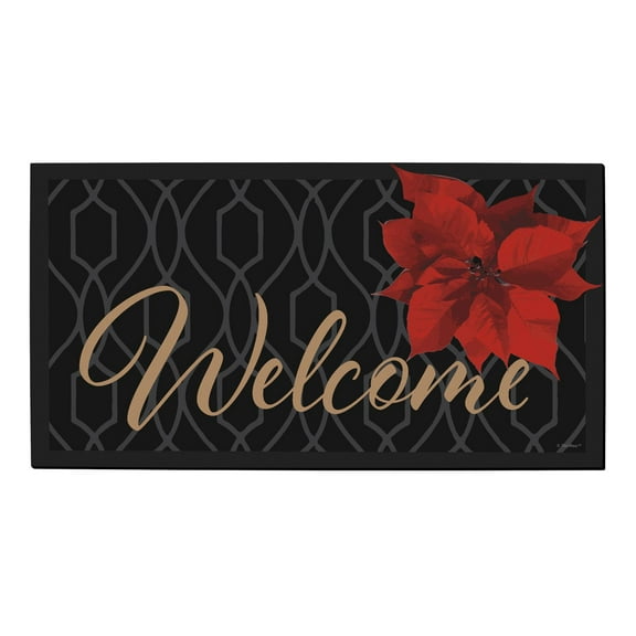 ThisWear Christmas Decorations Poinsettia Flower Welcome Mat Christmas Decor for Holiday Party Doormat Multi