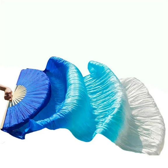 Women Belly Dancing Fan Veils Gradient Color Dancer Practice Imitation Silk Fan 1pair Long 120/150/180cm