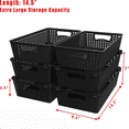 thumbnail image 3 of Stackable Plastic Woven Basket Organizer, 6 Pack, 14.5" x 8.5" x 3.5", Black, 3 of 7
