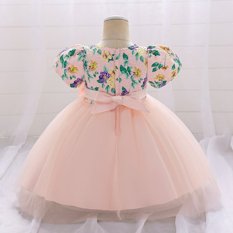 MEZZALL Girls Short Sleeve Bowknot Mesh Dress Fashion Festival Pageant Dress  Trendy Newborn Sundress, Pink, 6-12 Months - Walmart.com