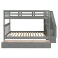 thumbnail image 5 of Newest Full over Full Bunk Bed with Storage Staircase & Drawer, Classic Solid Wood Frame with Guardrail, Gray, 5 of 11
