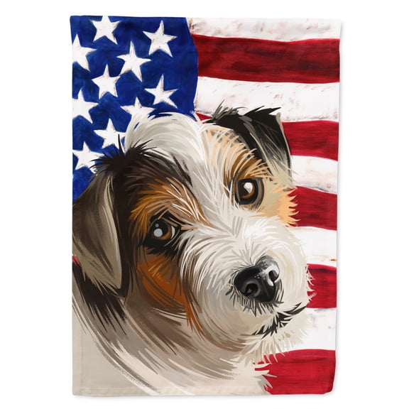 Parson Russell Terrier American Flag Flag Canvas House Size