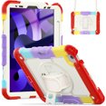 thumbnail image 2 of Case for iPad Air 5th Generation / iPad Air 4th Generation 10.9 inch with Screen Protector, 360 Degree Rotating Kickstand Hand Strap Shockproof Cover with Shoulder Strap, Rainbow Red, 2 of 7