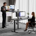thumbnail image 2 of Furologee Electric Standing Desk, Sit to Stand Up Computer Desk with Storage Bag, Height Adjustable, Memory Presets for Home Office Gaming Workstations, 55 inch Study Table, Rustic Brown, 2 of 7