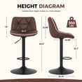 thumbnail image 3 of Set of 2 Adjustable Swivel Counter Height Bar Stools with Back, Modern Armless Upholstered Seat for Kitchen Island Home Bar, 3 of 8